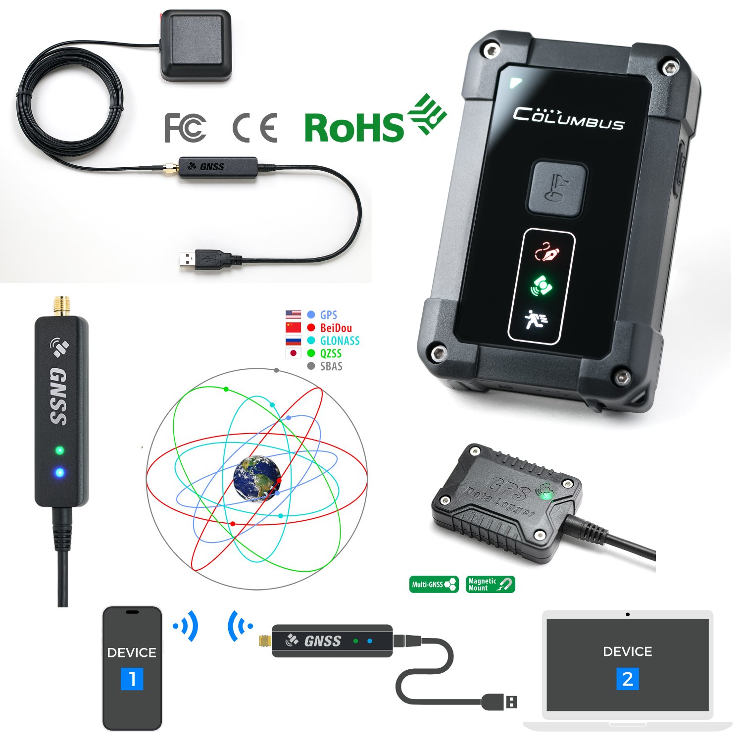 GPS Data Logger GNSS Receiver Antenna for Car Tracker Tracking Position Recorder Outdoor Mapping Geographic Survey